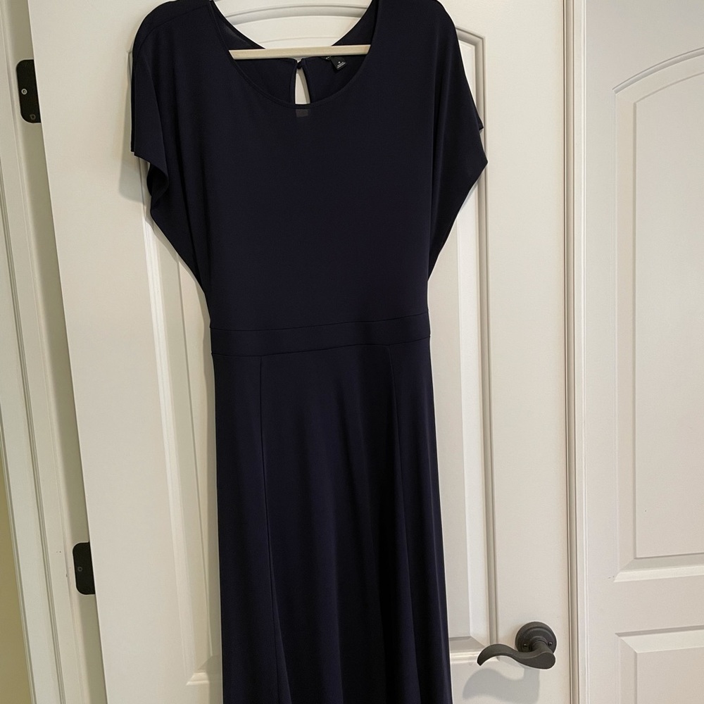Navy blue Ann Taylor loft dress,  size 8, key hole back with matching belt